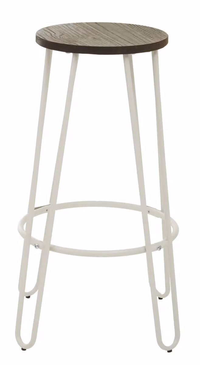 Orsina Modern Metal and Wood Bar Stool in Brown and White – 2