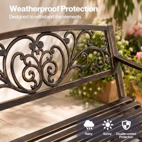 Levede Butterfly Cast Iron Garden Bench in Bronze – 4
