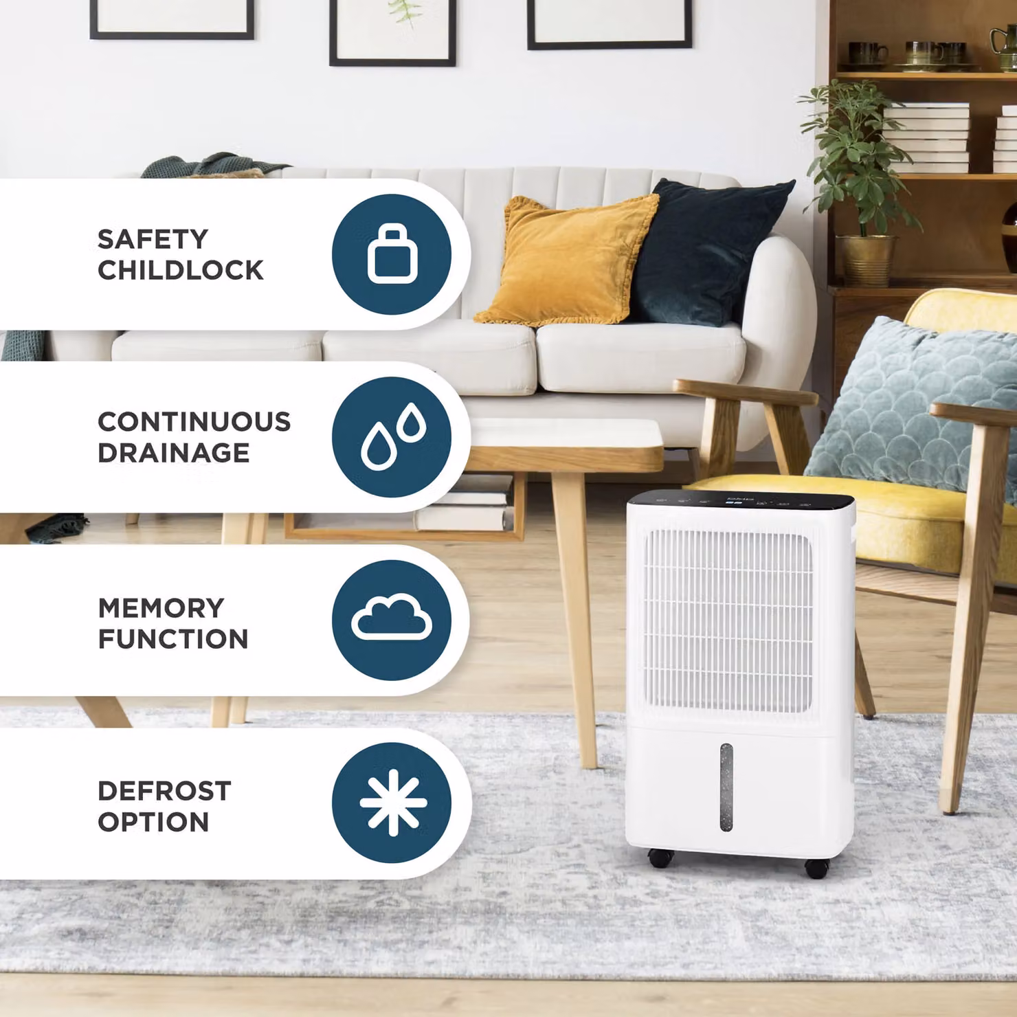 DMD Collective 16L/Day Compressor Dehumidifier with Digital Humidity Display, Timer and Continuous Drain, White – 6