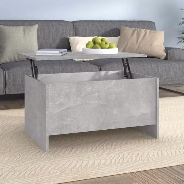 Berkfield Home Modern Rectangular Coffee Table in Grey with Lift Mechanism, W/D/H: 80 x 55.5 x 41.5 cm