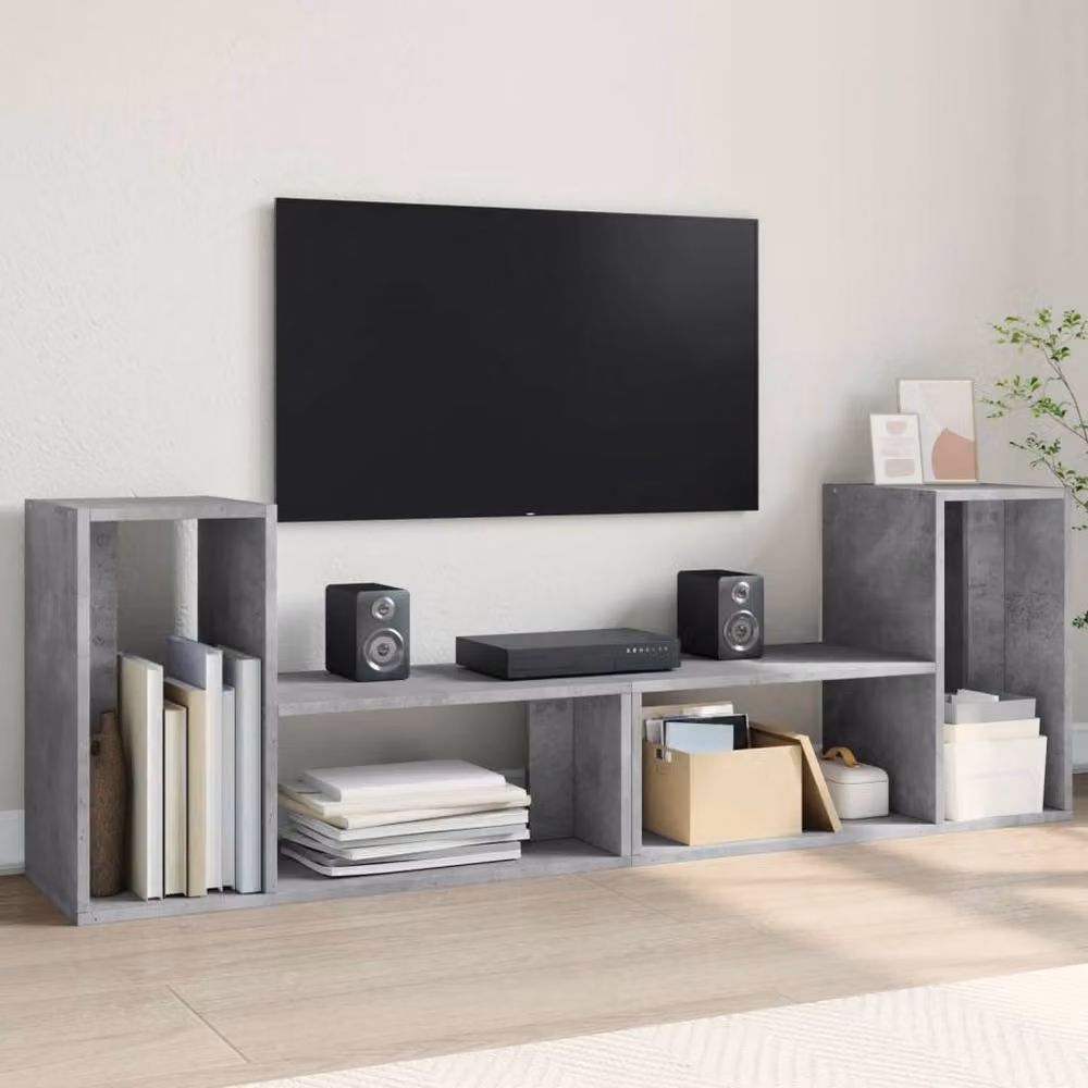 Berkfield Home Set of 2 Modern TV Cabinets in Concrete Grey, W/D/H: 75 x 30 x 50 cm – 2
