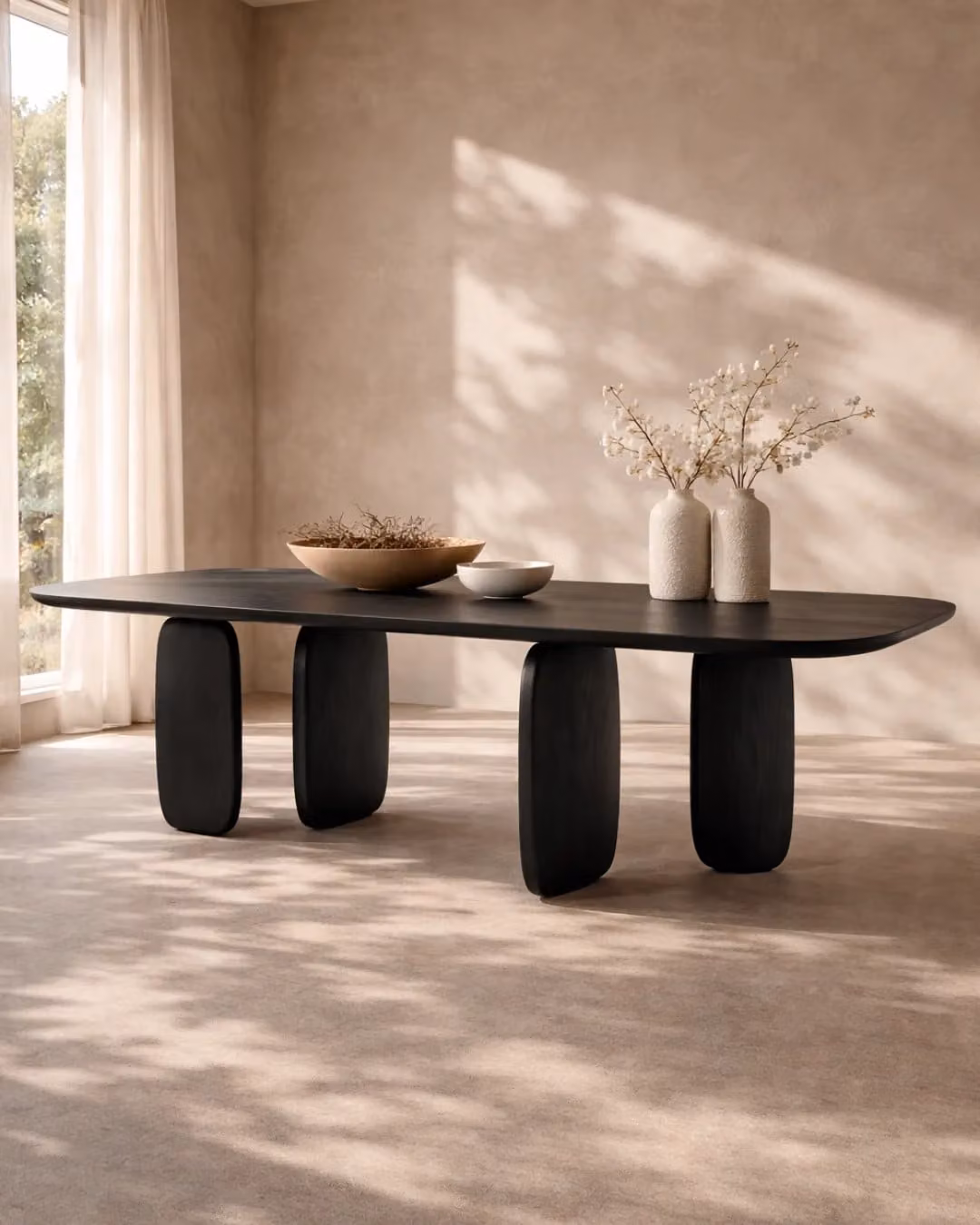 Tommy Franks Underline 240 Oval Dining Table in Black Oak, W/D/H: 240 x 120 x 75 cm