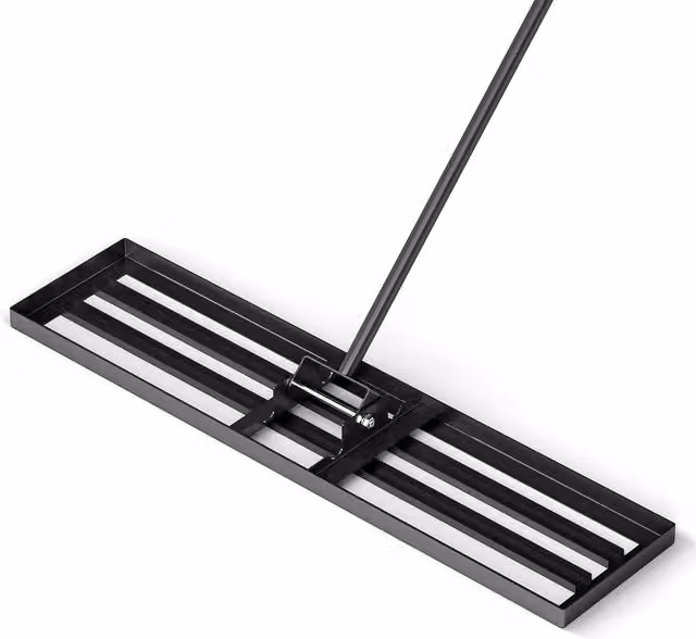 Gymax Heavy Duty Lawn Leveling Rake with Ergonomic Handle in Black