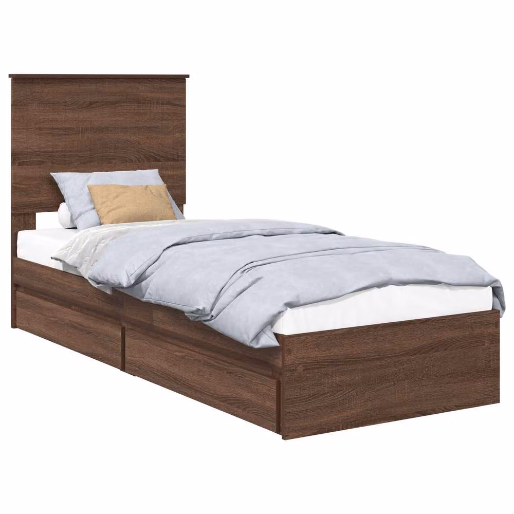 Berkfield Home Modern Storage Bed with Drawers in Brown Oak, Engineered Wood, W: 75 cm x L: 190 cm – 2