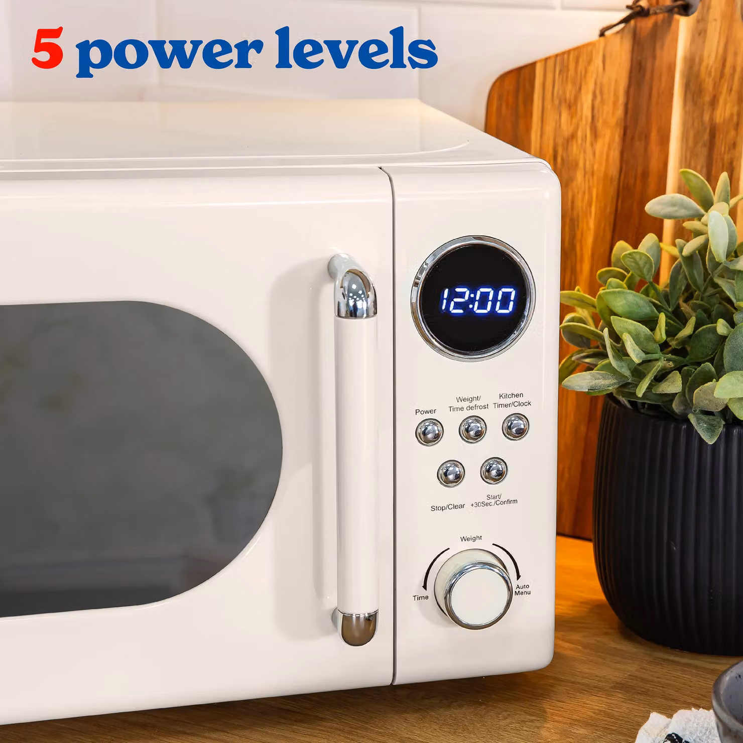 Russell Hobbs Retro Digital Solo Microwave 20L 800W in Beige – 4