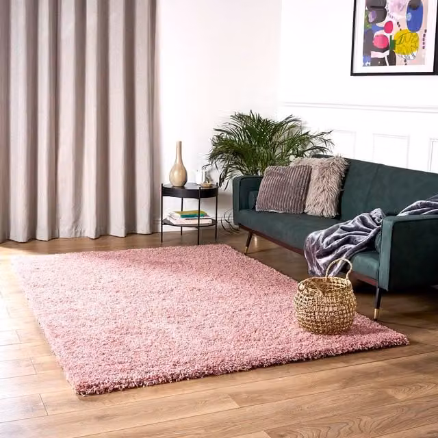 Bravich California Shaggy Rug in Pink, W: 150 cm, D: 80 cm