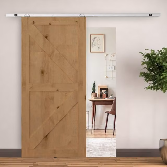 HOMCOM Silver Stainless Steel Sliding Barn Wooden Door Hardware Roller