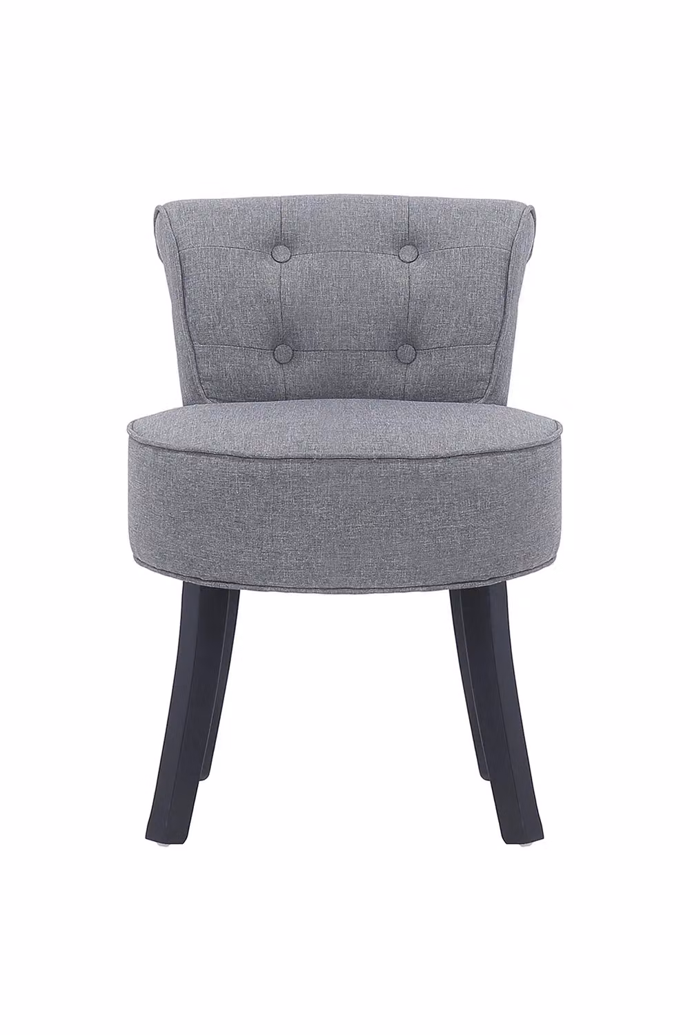 Livingandhome Modern Linen Upholstered Dressing Footstool in Light Grey with Black Legs – 2
