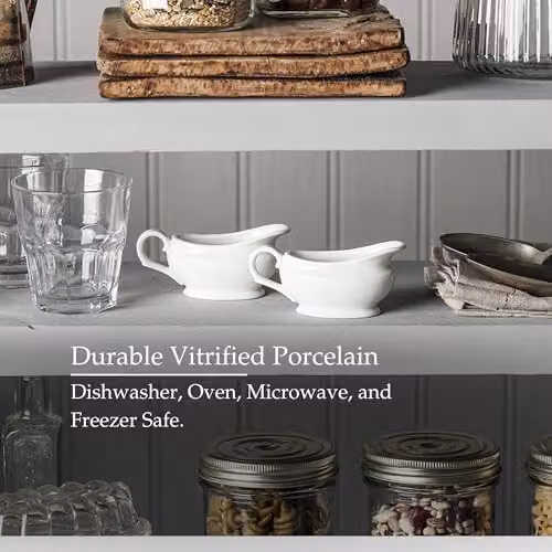 WM Bartleet & Sons 1750 Set of 2 White Porcelain Drip-Free Gravy and Sauce Boats, 90ml each – 5