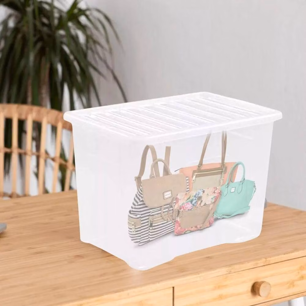 NESTLUNE Set of 3 Stackable Plastic Storage Boxes with Lids, Clear, 110L each – 3