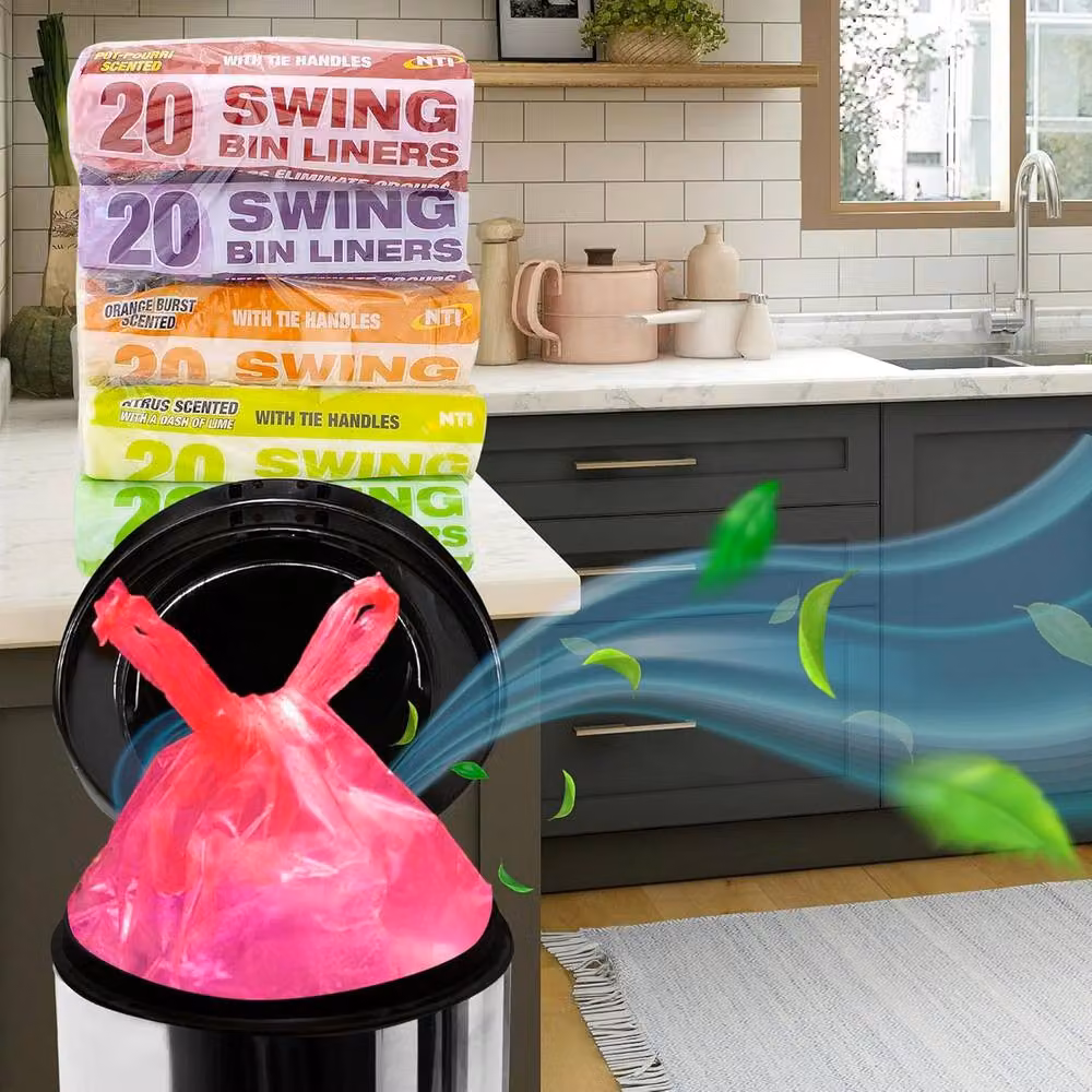 BARGAINS-GALORE Set of 100 Scented Heavy Duty Swing Bin Liners with Tie Handles, Multicolour – 2