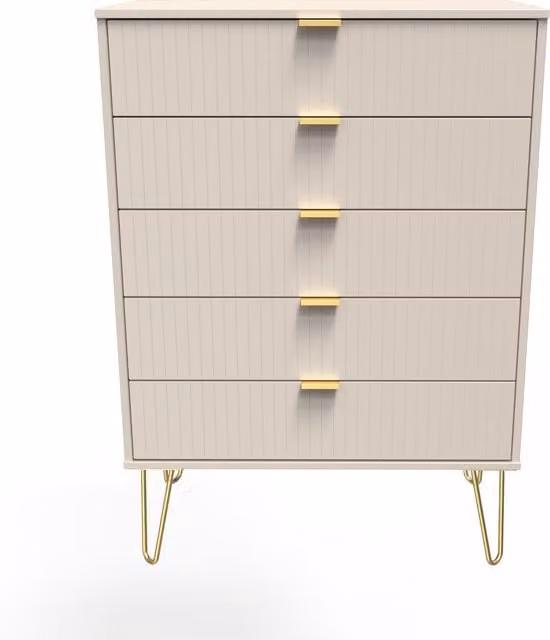 Ready Assembled 2 U Bexley 5 Drawer Chest in Taupe