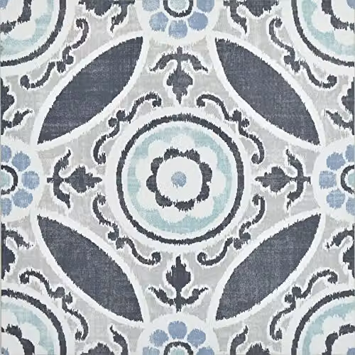 WallPops FP2484 Sienna Blue Self-Adhesive Mediterranean Style Peel and Stick Floor Tiles, Set of 10