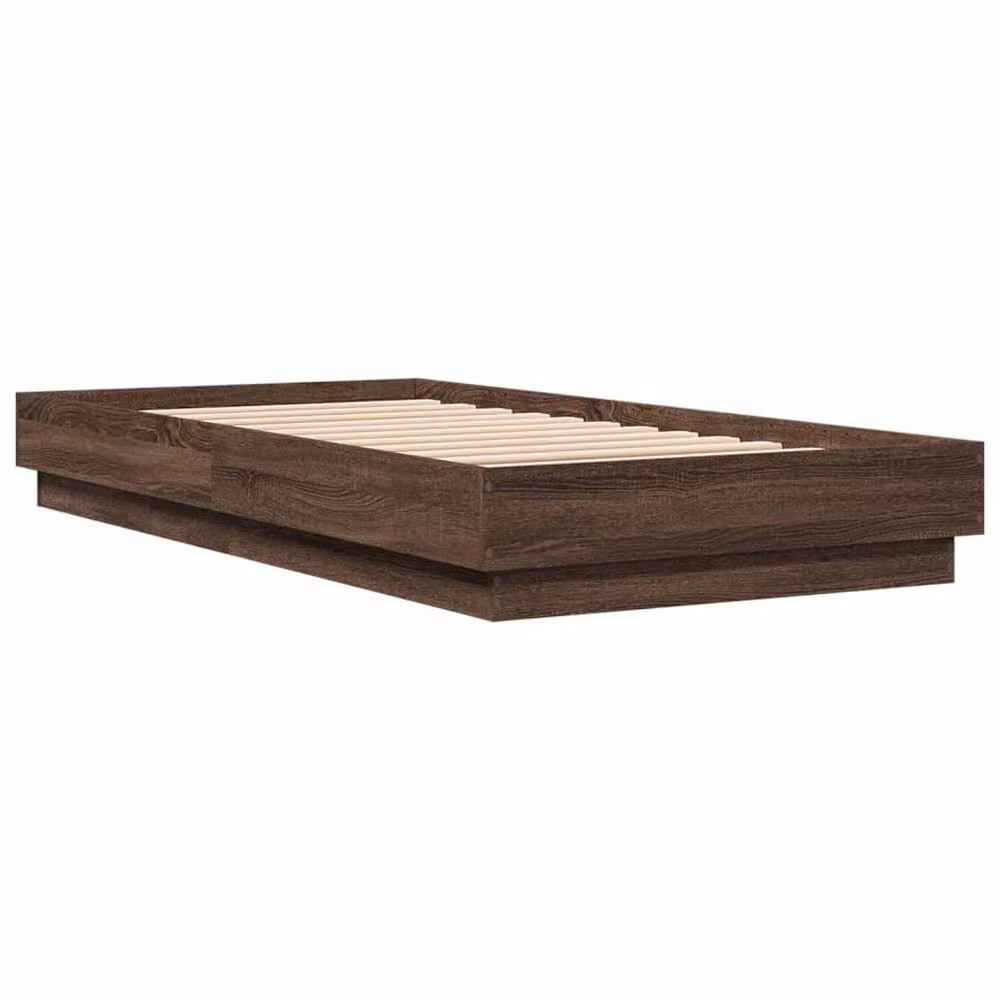 Berkfield Home Small Single Wood Bed Frame, Brown Oak, W: 75 cm, L: 190 cm – 3