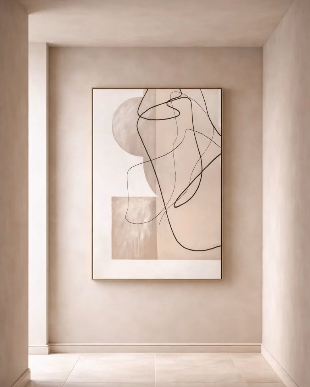 Hidden Layers Abstract Painting by Tommy Franks in Beige, W: 180.0 cm, H: 120.0 cm