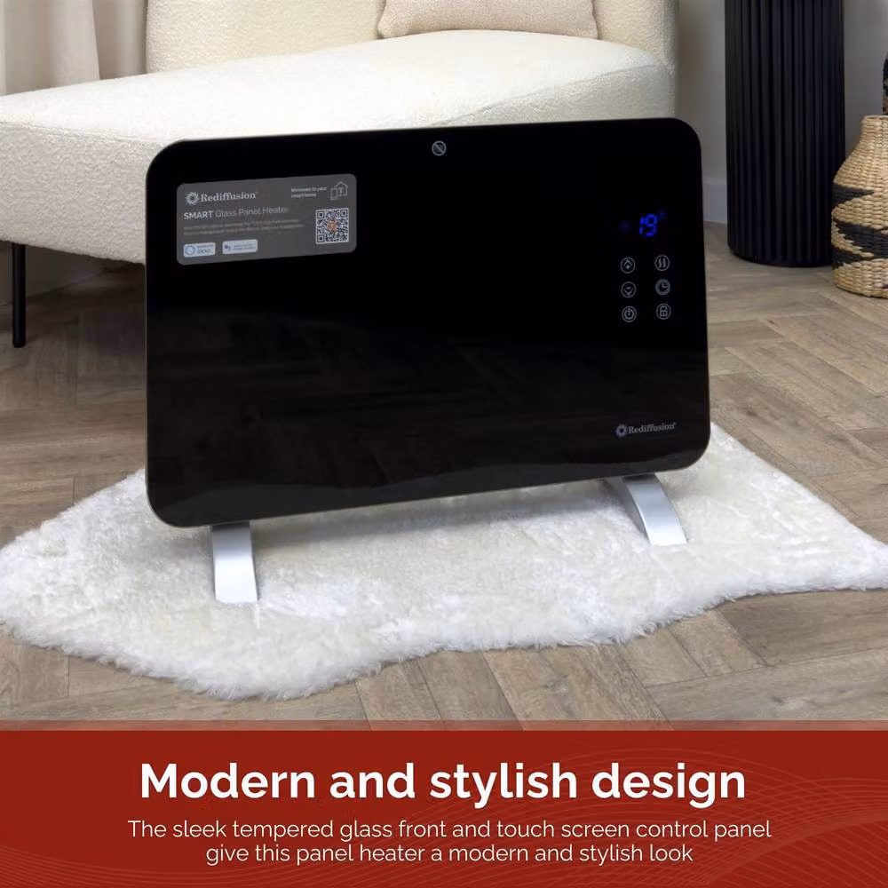 Rediffusion Smart Glass Panel Heater 1000W Black – 4