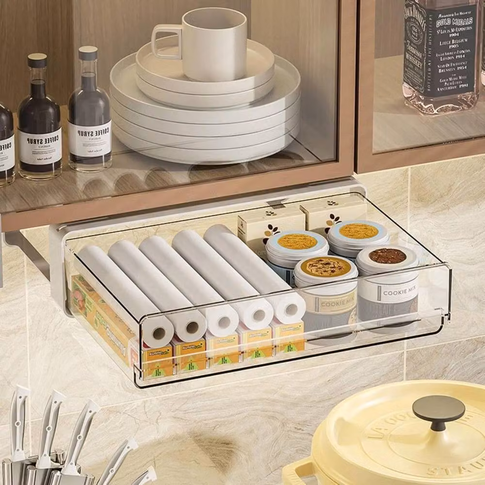 VOGREX White Pull Slide Out Under Cabinet Drawer Organizer and Kitchen Storage Shelf – 2