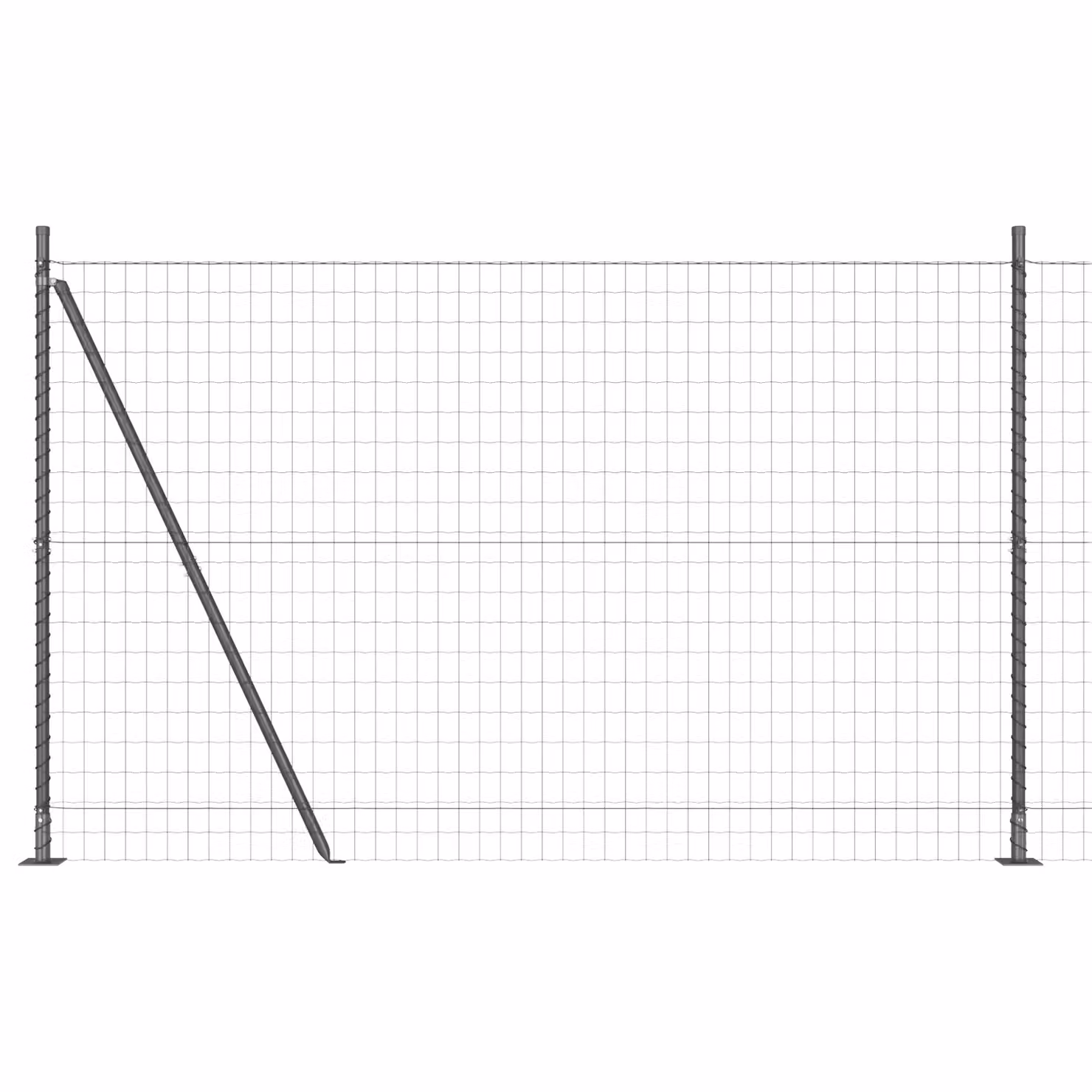 Berkfield Home Euro Fence with 7 Flanged Posts, Galvanised Steel, Silver, H: 140 cm, W: 10 m – 2