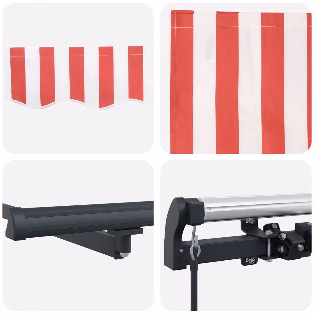 Berkfield Home Manual Retractable Wall-Mounted Awning, Red and White Striped, W: 500 cm, D: 300 cm – 3