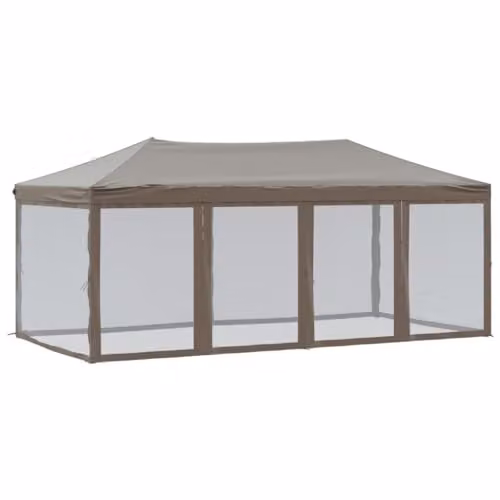 vidaXL Folding Party Tent with Sidewalls, Taupe, W: 6 m, D: 3 m, H: 2.44 m – 1
