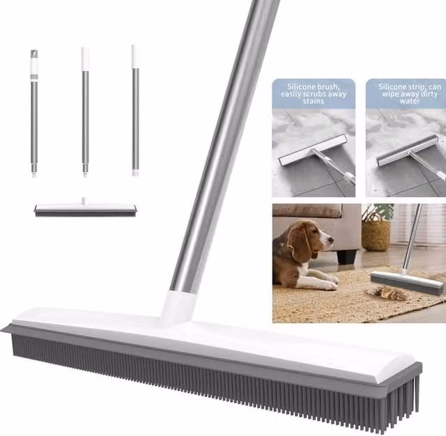 PAWNORA Grey Rubber Broom Pet Hair Remover – 1