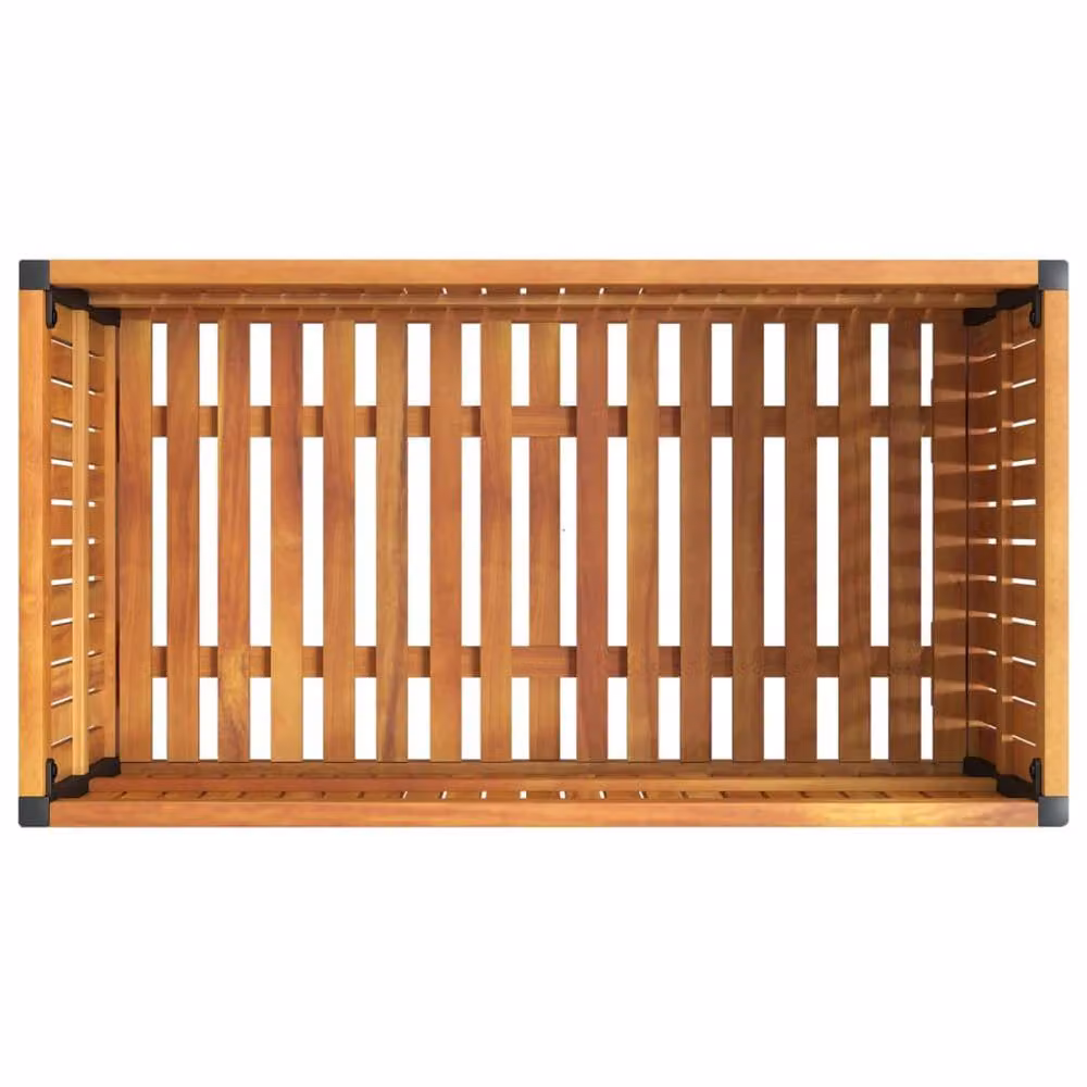 Berkfield Home Decorative Garden Planter in Brown Acacia Wood and Steel, W: 85 cm, D: 45 cm, H: 44 cm – 3