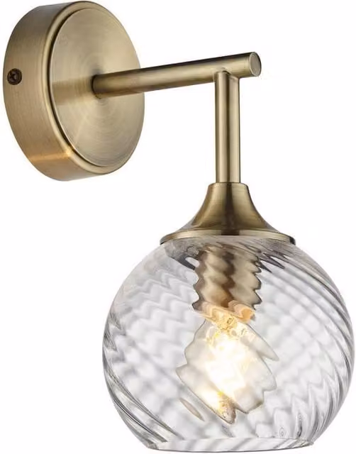 Netlighting Allegra Glass Shade Wall Lamp in Gold and Antique Brass