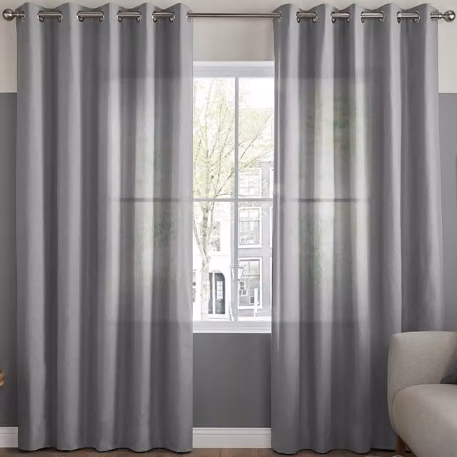 Terrys Felicity Made to Measure Sheer Voile Curtain Panel in Grey Smoke