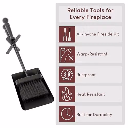 Fire Vida Metal Hearth Shovel and Brush Set, Black – 3