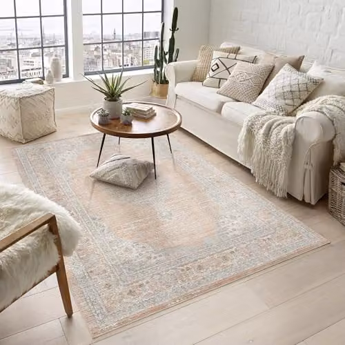 Desire Rugs Maia Floral Traditional Area Rug, Coral-orchid, W: 160 cm, D: 240 cm, Non-Slip and Washable