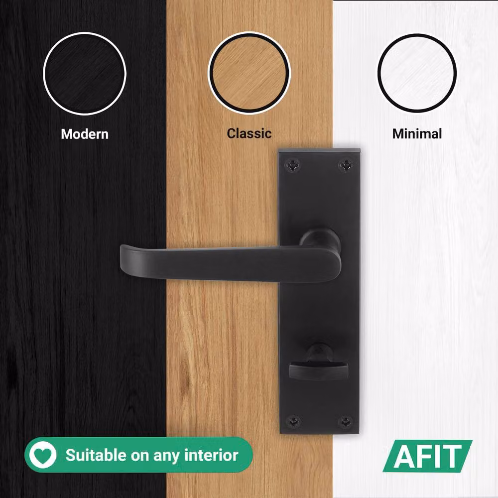 AFIT Matt Black Bathroom Door Handle Set with Backplate, 1 Pair, W/H: 15.0 x 15.0 cm – 5