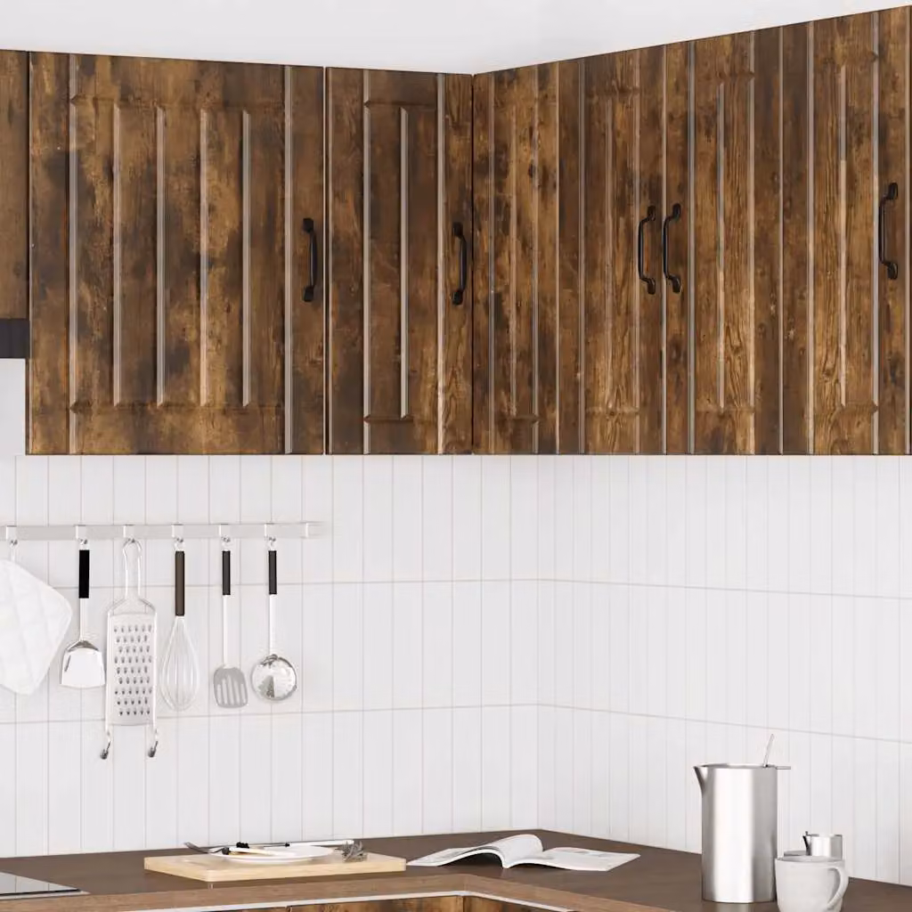 Berkfield Home Lucca Wall Mounted Kitchen Corner Cabinet in Smoked Oak Brown – 2