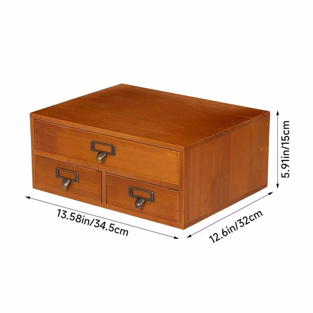 EONLION 3-Drawer Wooden Jewelry Organizer in Brown, W: 50 cm, D: 50 cm – 2
