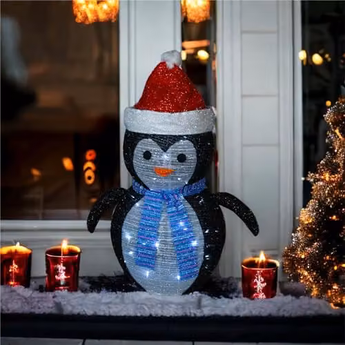 Netagon LED Christmas Penguin Decoration, Black and Multicolour, Height: 70 cm – 3