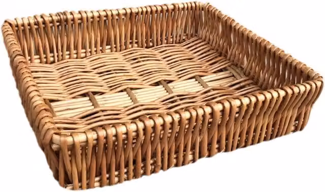 Red Hamper Brown Rectangular Wicker Rattan Shallow Tray Width: 30 cm