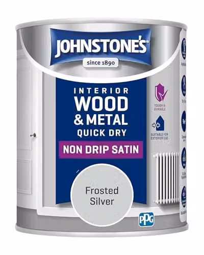 Johnstone's Quick Drying Satin Paint for Metal and Wood in Silver, 0.75 l – 2