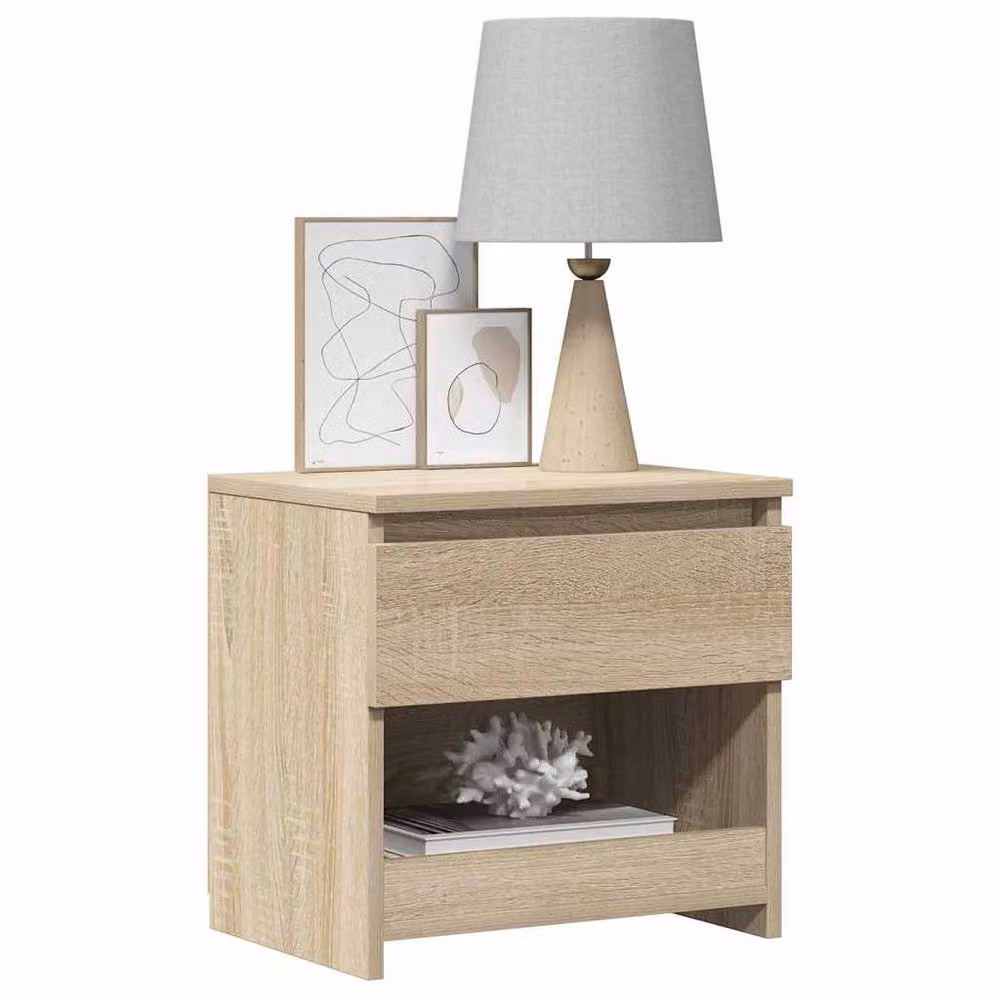 Berkfield Home Sonoma Oak Bedside Cabinet in Light Tan, W/D/H: 40 x 30 x 39 cm – 3