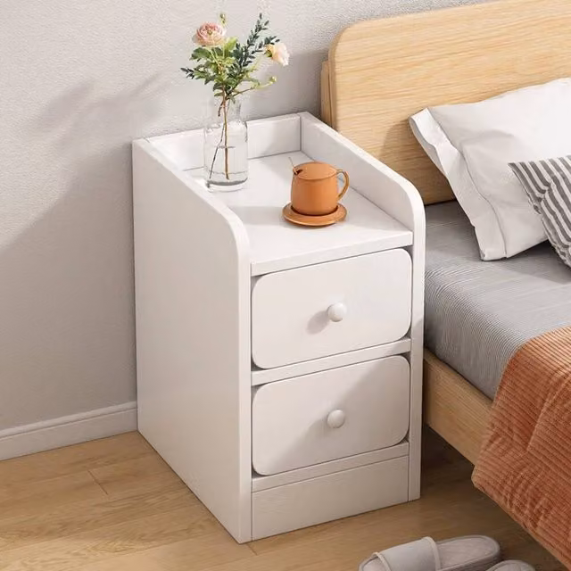 Kelvenix Modern 2 Drawer Bedside Table Storage Cabinet in White