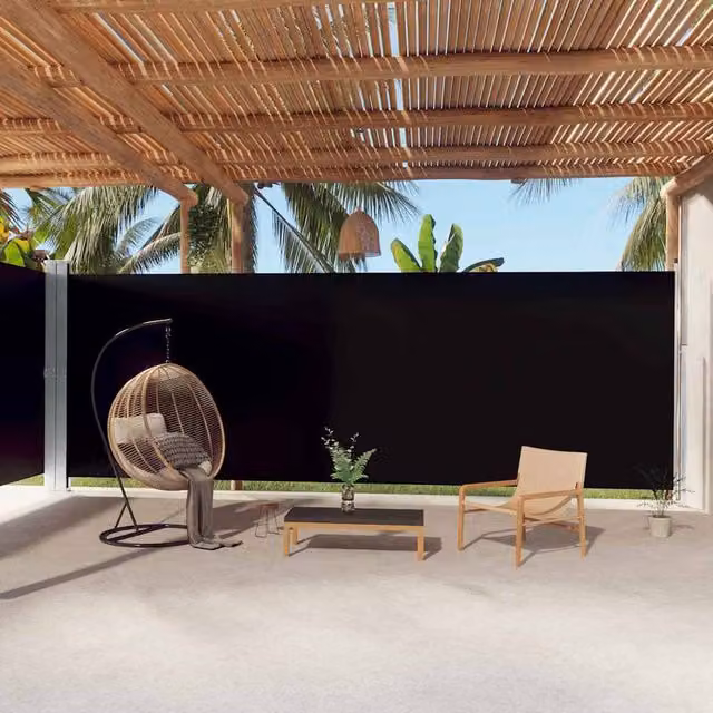 Berkfield Home Retractable Single Roller Side Awning in Black, W/H: 1000 x 220 cm