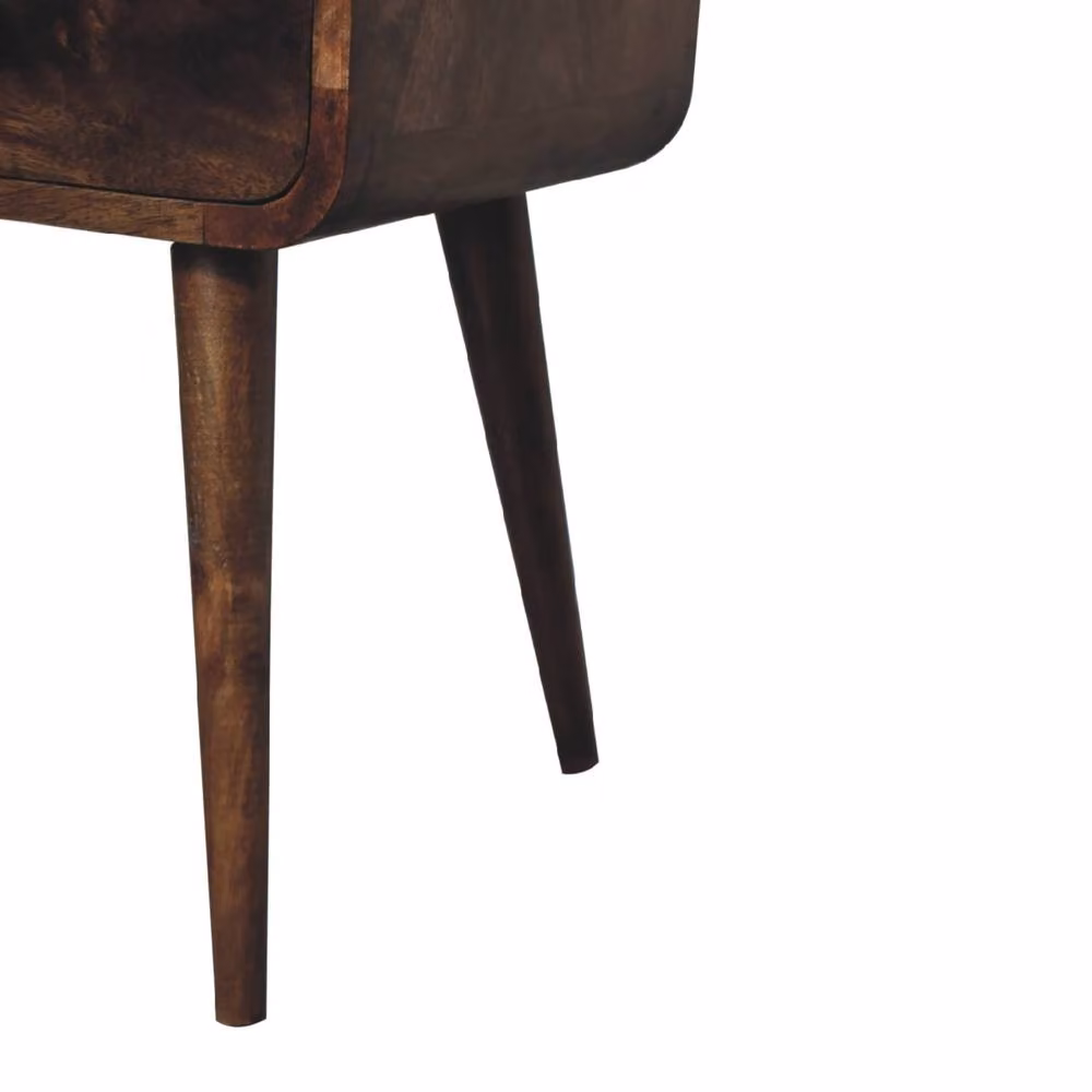 Wyld Haus Peschiera Mini Curved Bedside Table in Grey Washed Brown Mango Wood W/D/H: 30 x 30 x 55 cm – 5