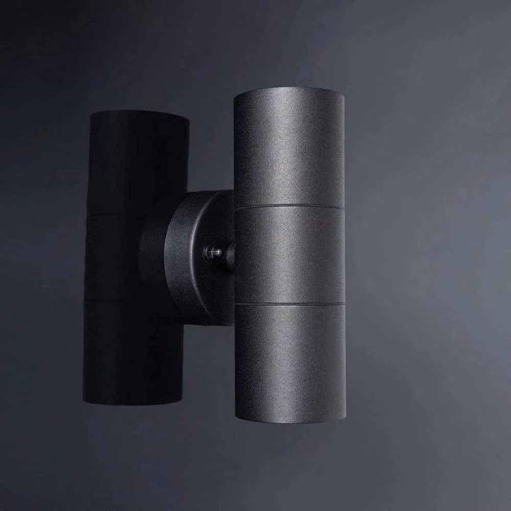 FLAVORA Black Stainless Steel Up Down GU10 Wall Light for Garden and Outdoor Use – 5