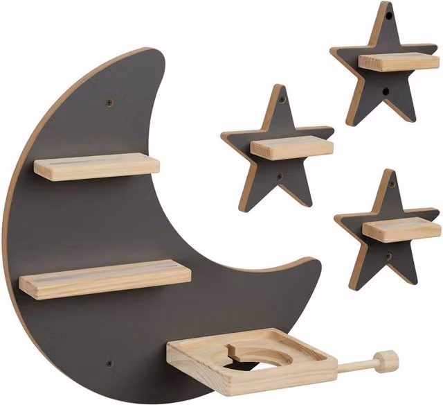 tectake Mylittlestory Star Wall Shelf for Tonies in Dark Grey – 1