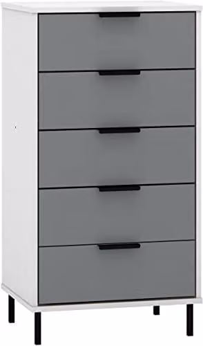 Seconique Madrid 5 Drawer Chest of Drawers in Grey and White Gloss – 1