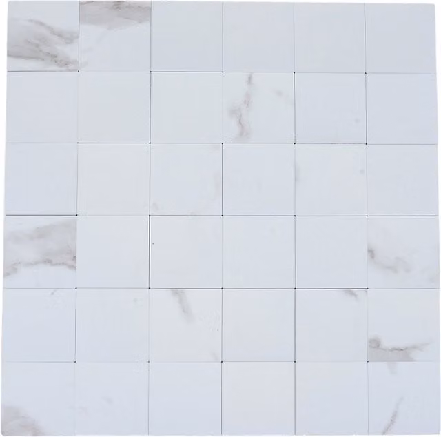 Livingandhome Set of 10 Self-Adhesive Gloss White SPC Wall Tile Stickers