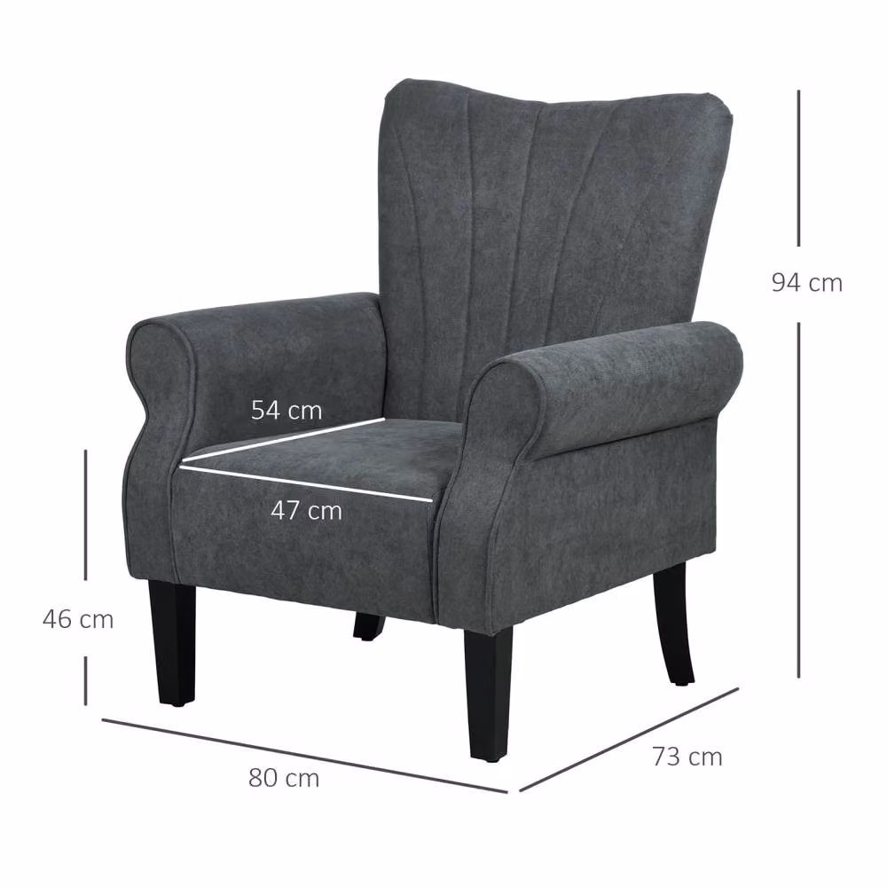 Wyld Haus Suri Mid Century Grey Fabric Accent Armchair with Rubberwood Legs – 3