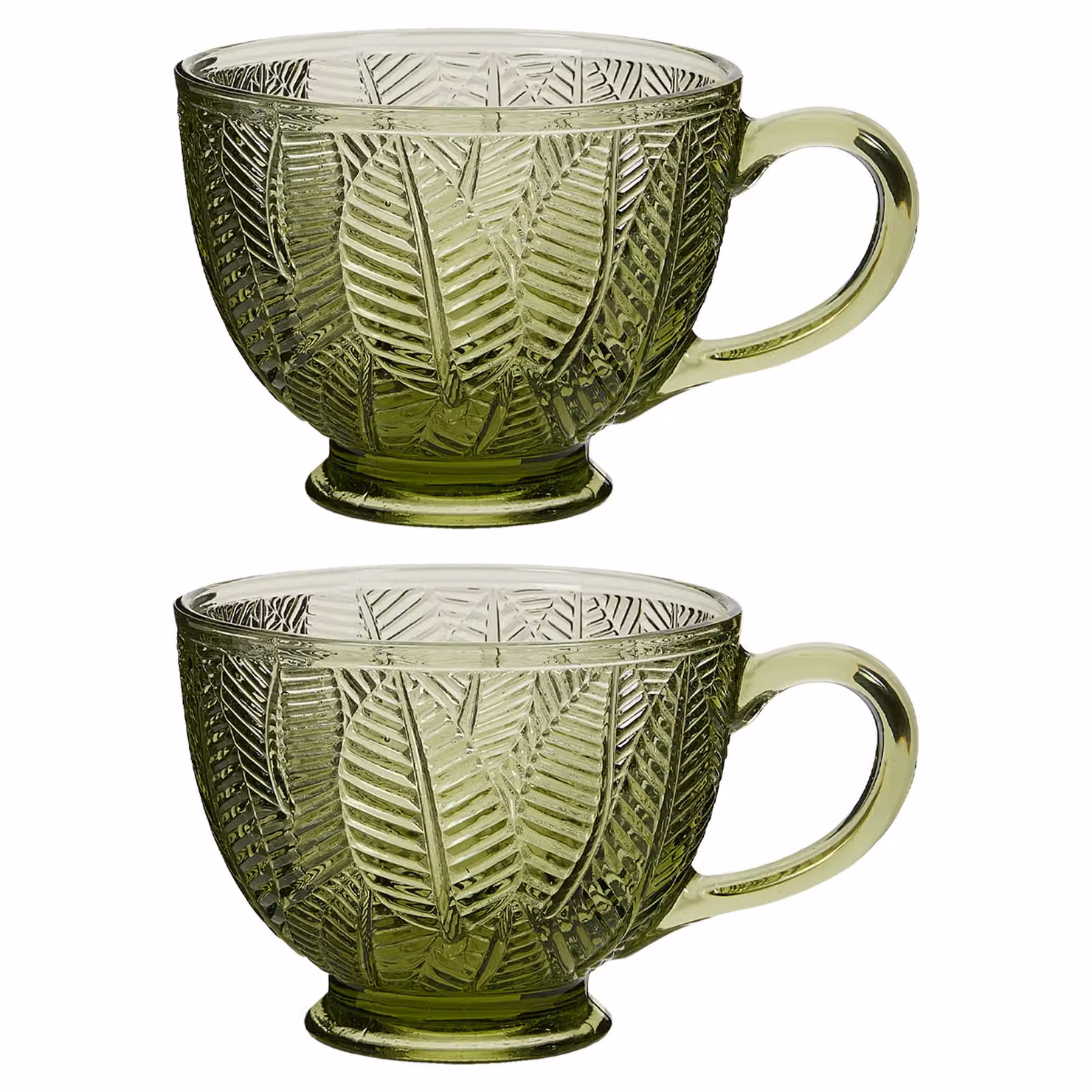 Dibor Set of 2 Floral Green Glass Afternoon Tea Cups – 2