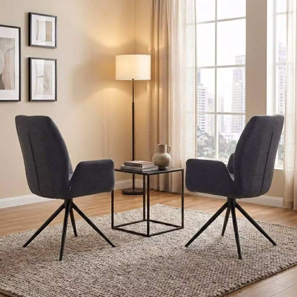 Home Luxe Interior Fairmont 360 Swivel Dining Chairs, Set of 2, Grey Fabric – 3
