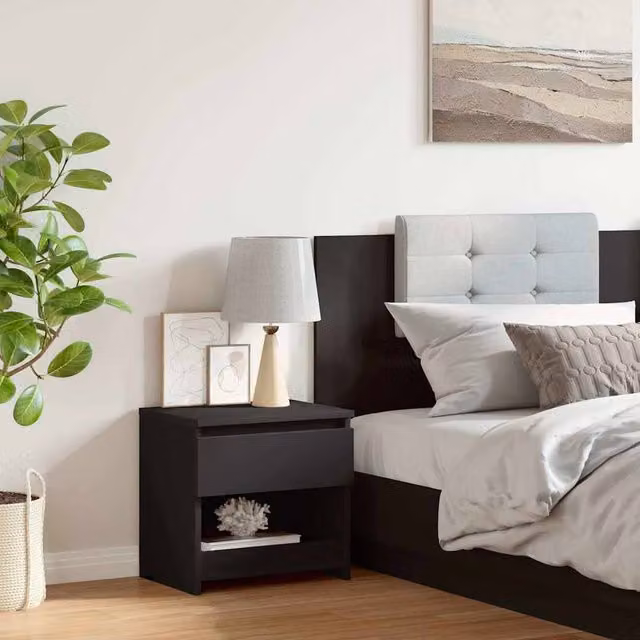 Berkfield Home Elegant Bedside Cabinet in Black, W/D/H: 40 x 30 x 39 cm