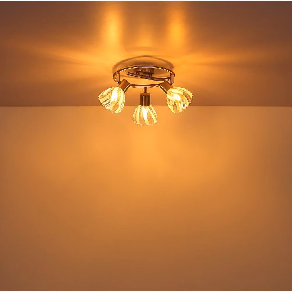 Netlighting Zachery Ceiling Spotlight Cluster with Grey Glass Shades and Nickel Matt Finish, 3x E14 – 3
