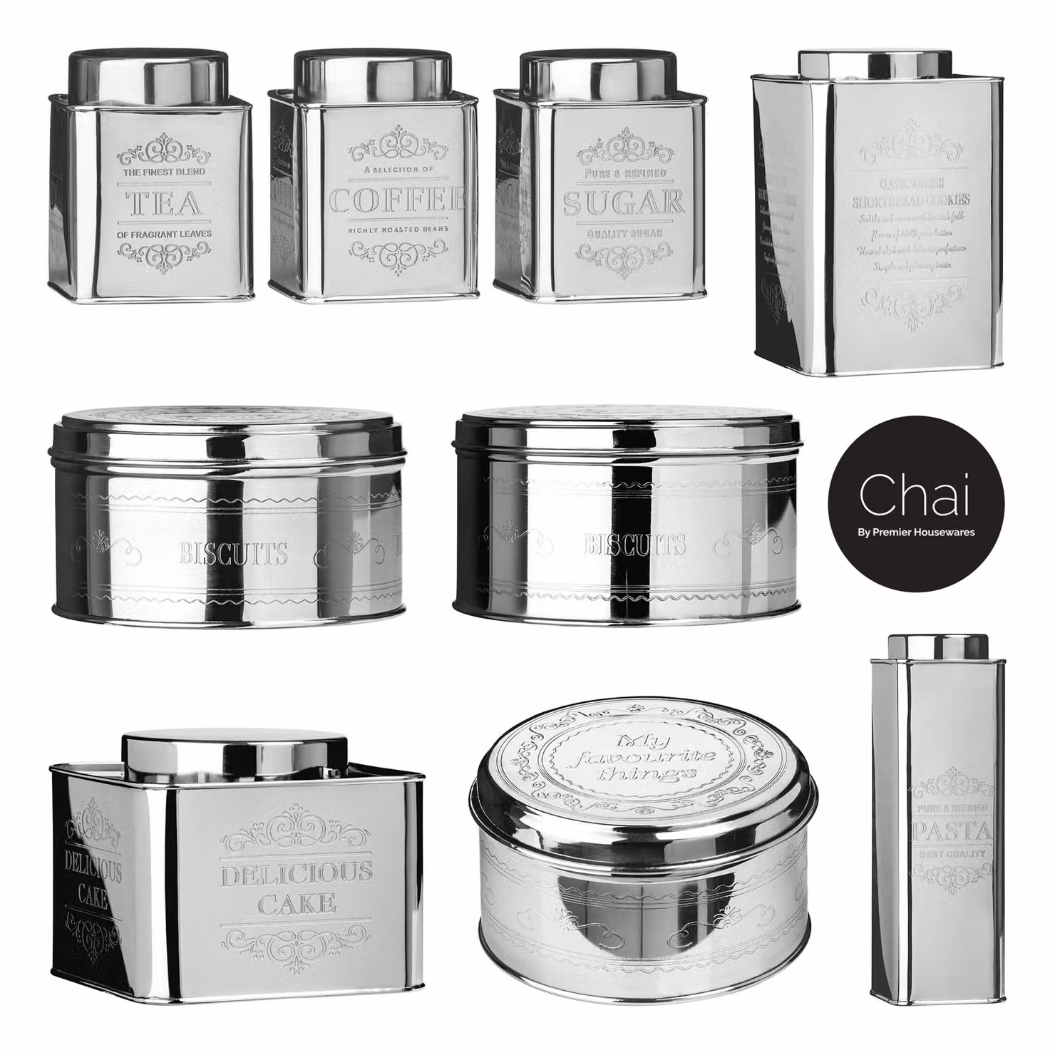 Orsina Chai Silver Stainless Steel Cookie Storage Tin – 3